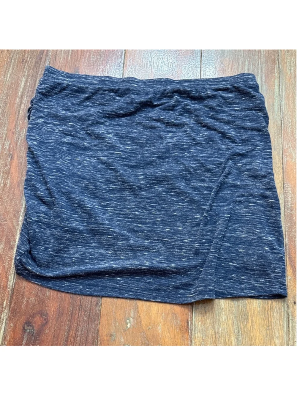 Bella Luxx Navy Blue Heathered Ruched Skirt Small - Picture 7 of 7